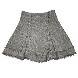 Nic + Zoe Women's Skirt Sz S  Gray Fringe Knit A-Line Women's Cotton Blend Stret